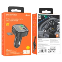 АЗП з FM-модулятором BOROFONE BC43 Flash QC3.0 car BT FM transmitter 18W Black (Цвет Черный) - фото № 8