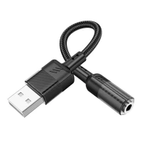 Аудiокабель HOCO LS37 Spirit transparent external sound card USB to 3.5mm Black (Цвет Черный) - фото № 3