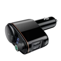 АЗП з FM-модулятором Baseus Locomotive Wireless MP3 Vehicle Charger Black (Колір 7073) - фото № 3