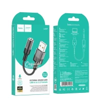 Аудiокабель HOCO LS37 Spirit transparent external sound card USB to 3.5mm Black (Цвет Черный) - фото № 6