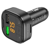 АЗП з FM-модулятором BOROFONE BC43 Flash QC3.0 car BT FM transmitter 18W Black (Цвет Черный) - фото № 2