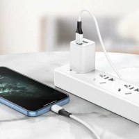 Кабель BOROFONE BX79 USB to iP 2.4A, 1m, silicone, silicone connectors, White (Колір 7068) - фото № 2