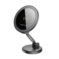Автотримач для телефона з БЗП BOROFONE BH218 Star metal magnetic wireless fast charging car holder (center console) Metal Gray