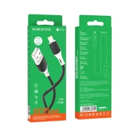 Кабель BOROFONE BX79 USB to iP 2.4A, 1m, silicone, silicone connectors, Black (Колір 7073) - фото № 3
