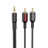 Аудіокабель BOROFONE BL11 3.5mm to double RCA audio cable Black (Колір Черный), Атикул k15110 |  купить на VILKI.NET - фото № 1