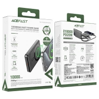 Зовнішній акумулятор ACEFAST M12 PD20W ultra-thin magnetic wireless charging power bank 10000mAh, Black (Цвет Черный) - фото № 7