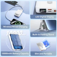 Зовнішній акумулятор Vention 10000mAh Magnetic Wireless Power Bank (USB-C + Lightning + USB-C + USB-A +Wireless) 22.5W White LED Display Type (FHTW0) (Колір 7068) - фото № 6