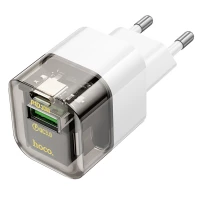 Мережевий зарядний пристрій HOCO C131A Platinum dual-port PD30W+QC3.0 charger(EU) Transparent black