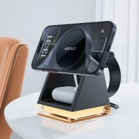 Бездротовий зарядний пристрій ACEFAST E17 desktop 3-in-1 wireless charging holder Black (Цвет Черный) - фото № 6