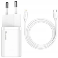 Мережевий зарядний пристрій Baseus Super Si 1C 20W With Simple Wisdom Data Cable Type-C/iP 1m White