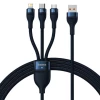 Кабель Baseus Flash Series Ⅱ One-for-three Fast Charging Data Cable USB to M+L+C 100W 1.2m Blue k56882 - № 1 Кабель Baseus Flash Series Ⅱ One-for-three Fast Charging Data Cable USB to M+L+C 100W 1.2m Blue (Синий) Baseus - № 1