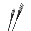 Кабель BOROFONE BX32 USB to iP 2.4A, 1m, nylon, aluminum+TPE connectors, Black (7073)- № 2