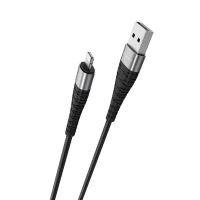Кабель BOROFONE BX32 USB to iP 2.4A, 1m, nylon, aluminum+TPE connectors, Black (Цвет 7073) - фото № 2