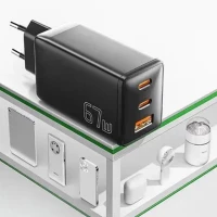 Мережевий зарядний пристрій ESSAGER DIANYUN 67W GaN travel charger 2C+A black (Колір Black) - фото № 5