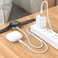 Бездротовий зарядний пристрій HOCO CW54 2-in-1 charging cable iP+iWatch White (Колір Белый) - фото № 4