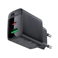 Мережевий зарядний пристрій ACEFAST A78 PD20W GaN (USB-A+USB-C) charger Black (Колір Черный) - фото № 2