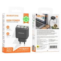 Мережевий зарядний пристрій BOROFONE BAS32A Treasure PD30W+QC3.0 charger(EU) Black (Колір 7073) - фото № 3