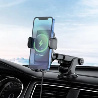 Тримач для мобільного з БЗП HOCO S35 Smart alignment wireless charging car holder Black (Колір Черный) - фото № 7