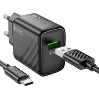 Мережевий зарядний пристрій HOCO CS21A Rich single port QC3.0 charger set (Type-C)(EU) Black (Цвет 7073) - фото № 4