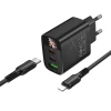 Мережевий зарядний пристрій BOROFONE BA98A Ilustre PD30W (2C1A) charger with digital display set (C to iP) (EU) Black (7073)- № 5