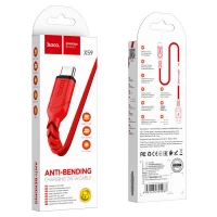 Кабель HOCO X59 USB to Type-C 3A, 1m, nylon, TPE connectors, Red (Колір 7070) - фото № 4