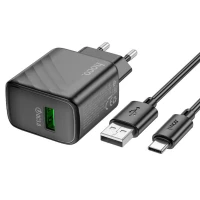Мережевий зарядний пристрій HOCO CS21A Rich single port QC3.0 charger set (Type-C)(EU) Black (Цвет 7073) - фото № 5