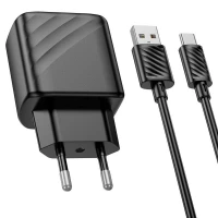 Мережевий зарядний пристрій HOCO CS21A Rich single port QC3.0 charger set (Type-C)(EU) Black (Цвет 7073) - фото № 6