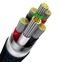 Кабель Baseus Flash Series Ⅱ One-for-three Fast Charging Data Cable USB to M+L+C 100W 1.2m Blue (Цвет Синий) - фото № 6