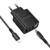 Мережевий зарядний пристрій BOROFONE BA98A Ilustre PD30W (2C1A) charger with digital display set (C to iP) (EU) Black (7073)- № 4
