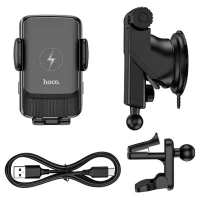 Тримач для мобільного з БЗП HOCO S35 Smart alignment wireless charging car holder Black (Колір Черный) - фото № 5