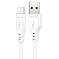 Кабель ACEFAST C3-04 USB to Type-C 3A, 1.2m, TPE, TPE connectors, White (Колір Белый), Атикул k14699 |  купить на VILKI.NET - фото № 1