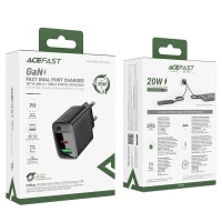 Мережевий зарядний пристрій ACEFAST A78 PD20W GaN (USB-A+USB-C) charger Black (Колір Черный) - фото № 7