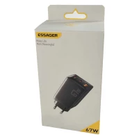 Мережевий зарядний пристрій ESSAGER DIANYUN 67W GaN travel charger 2C+A black (Колір Black) - фото № 2