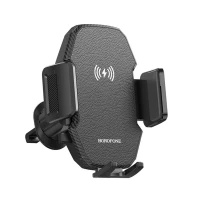 Автотримач для телефона з БЗП BOROFONE BH213 Adelante wireless fast charging car holder(air outlet) Black (Цвет Черный) - фото № 4
