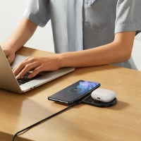 Бездротовий зарядний пристрій Baseus Digital LED Display 2in1 Wireless Charger 20W Black Universal version (Цвет Черный) - фото № 5