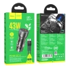Автомобільний зарядний пристрій HOCO NZ8 Sprinter 43W dual port PD25W+QC3.0 car charger set(C to iP) Brown (Коричневый)- № 5