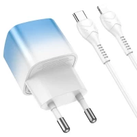 Мережевий зарядний пристрій HOCO C101A single port PD20W charger set(C to iP) Ice Blue (Цвет Ice Blue), Атикул k40241 |  купить на VILKI.NET - фото № 1
