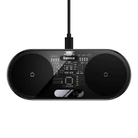 Бездротовий зарядний пристрій Baseus Digital LED Display 2in1 Wireless Charger 20W Black Universal version (Цвет Черный) - фото № 2