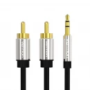 Аудіокабель Vention 3.5mm Male to 2RCA Male Audio Cable 1.5M Black Metal Type (BCFBG)