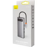 USB-хаб Baseus Metal Gleam Series 9-in-1 Multifunctional Type-C HUB Docking Station Space Gray（Type-C to HDMI*1+USB3.0*3+PD*1+RJ45*1+SD/TF*1+VGA*1) (Колір Space Gray) - фото № 6