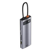 USB-хаб Baseus Metal Gleam Series 9-in-1 Multifunctional Type-C HUB Docking Station Space Gray（Type-C to HDMI*1+USB3.0*3+PD*1+RJ45*1+SD/TF*1+VGA*1) (Колір Space Gray) - фото № 4