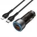 Автомобільний зарядний пристрій HOCO NZ8 Sprinter 43W dual port PD25W+QC3.0 car charger set(C to iP) Brown