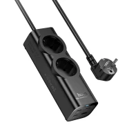 Мережевий подовжувач HOCO NS10 Wisdom 2-position (PD67W/3C1A) desktop socket (EU/GER) Black