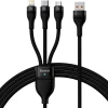 Кабель Baseus Flash Series Ⅱ One-for-three Fast Charging Data Cable USB to M+L+C 66W 1.2m Black k40126 - № 1 Кабель Baseus Flash Series Ⅱ One-for-three Fast Charging Data Cable USB to M+L+C 66W 1.2m Black (7073) Baseus - № 1