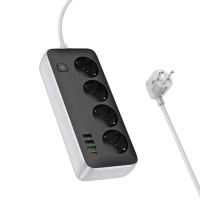 Мережевий подовжувач HOCO AC22 Sunlight 4-bit(PD30W/1C3A) desktop socket(EU/GER) Black (Колір Черный) - фото № 2