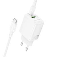 Мережевий зарядний пристрій BOROFONE BN29 Fuente PD30W+QC3.0 charger set (C to C) (EU) White (Колір Білий) - фото № 3
