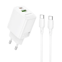 Мережевий зарядний пристрій BOROFONE BN29 Fuente PD30W+QC3.0 charger set (C to C) (EU) White (Колір Білий), Атикул k57830 |  купить на VILKI.NET - фото № 1