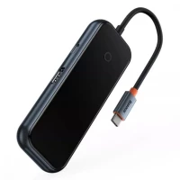 USB-хаб Baseus AcmeJoy 5-Port Type-C HUB Adapter（Type-C to USB3.0*2+USB2.0*1+Type-C PD&Data *1+RJ45*1）Dark Gray