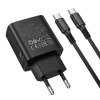 Мережевий зарядний пристрій BOROFONE BA98A Ilustre PD30W (2C1A) charger with digital display set (C to C) (EU) Black (7073)- № 6