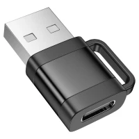 Адаптер HOCO UA31D USB male to Type-C female USB2.0 adapter Black (Колір Черный) - фото № 4